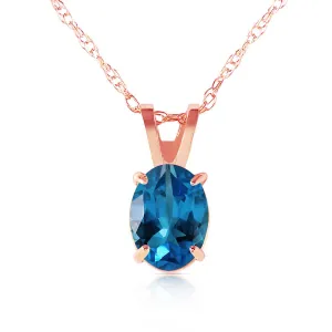 0.85 Carat 14K Solid Rose Gold Solitaire Blue Topaz Necklace