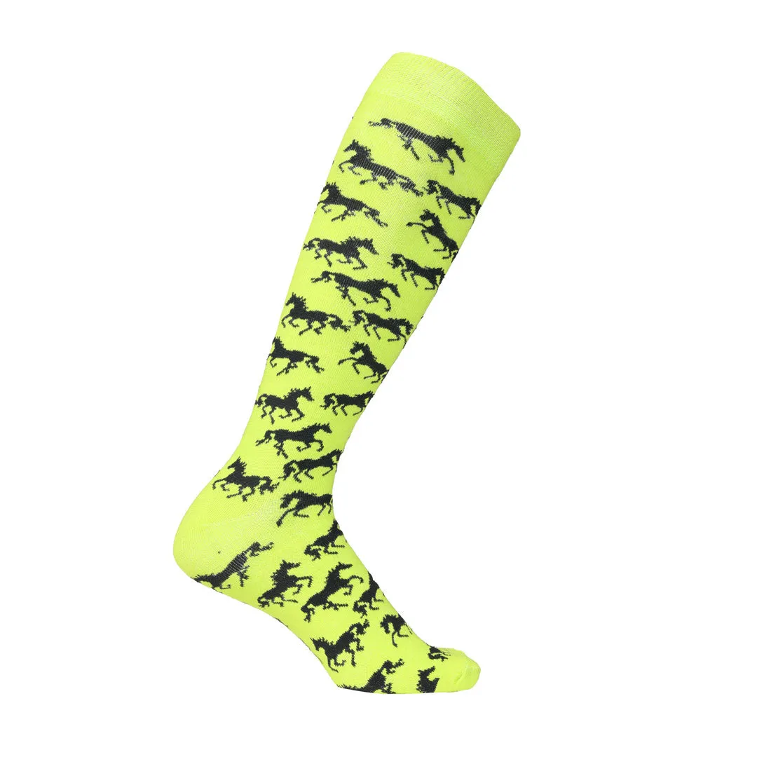 AWST Int'l Ladies "Lila" Galloping Horses Knee Socks - 6 Pack