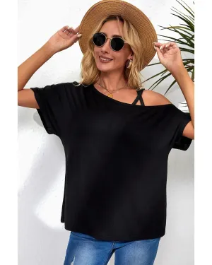 Azura Exchange Criss Cross One Shoulder T-Shirt - S