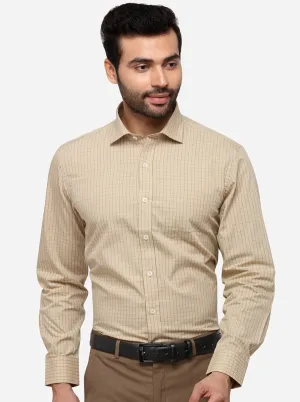 Beige Checked Regular Fit Formal Shirt | Greenfibre