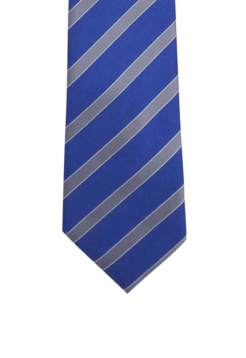 Blue Gray Striped Skinny Traditional Tie