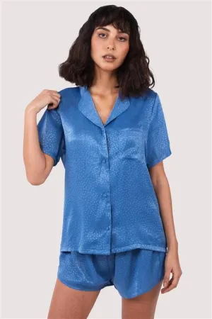 Blue Jacquard Pyjama Set