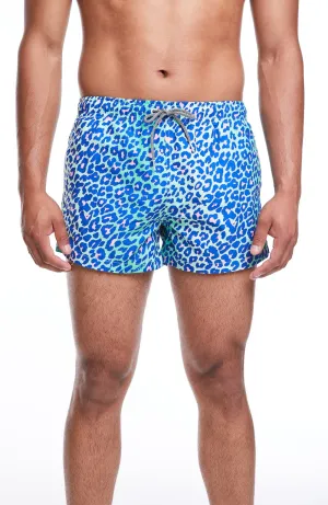 Boardies Lime Leopard Shortie Length Swim Shorts