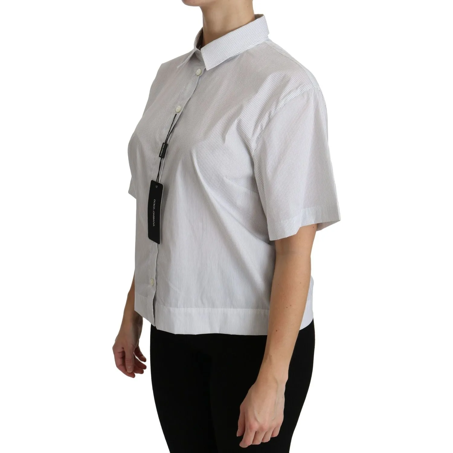 Dolce & Gabbana Elegant White Cotton Polo Top