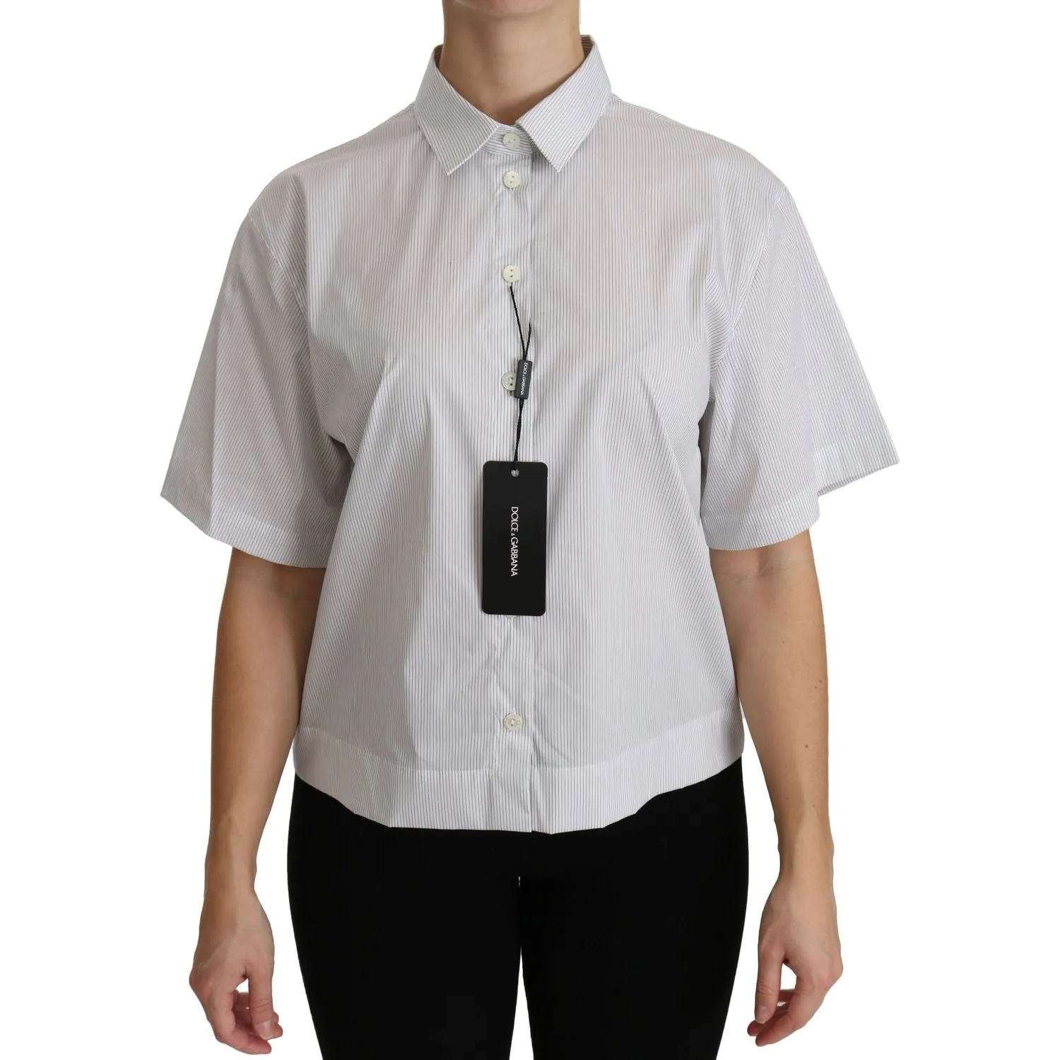 Dolce & Gabbana Elegant White Cotton Polo Top