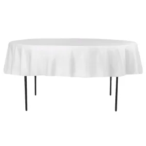 Economy Polyester Tablecloth 90" Round - White