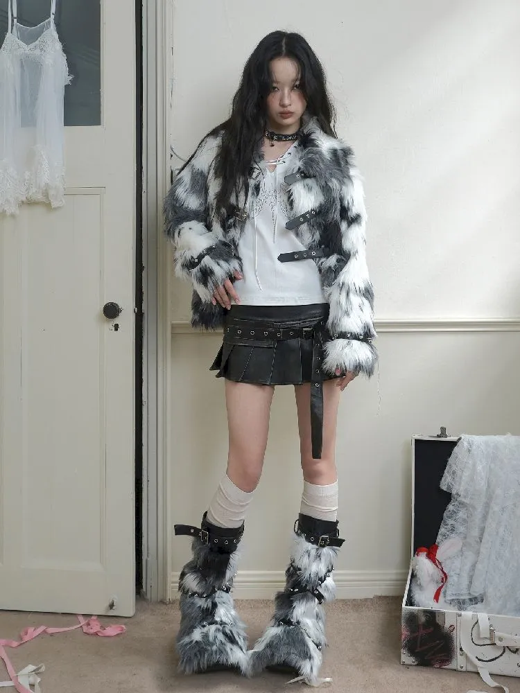 Halter Pleated Leather Short Skirt【s0000010722】