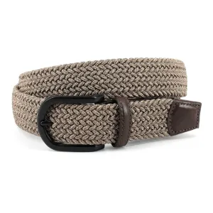 Italian Braided Melange Rayon Elastic Belt in Camel by Torino Leather Co.