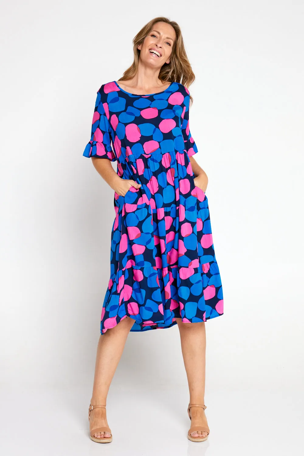 Jackson Dress - Pink/Cobalt Spot