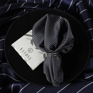 Kovove The Phoenix Striped Black Pocket Square For Men