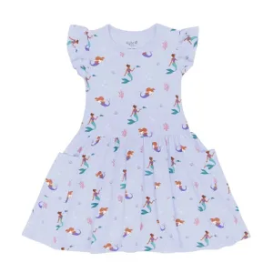 Kyte Baby Short Sleeve Printed Pocket Dress in Mermaid