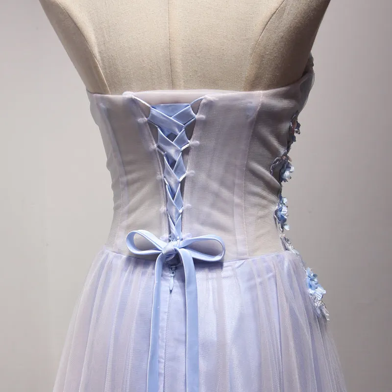 Light Blue and Pink Charming Sweetheart Lace Party Dress , Formal Dress , Formal Gowns