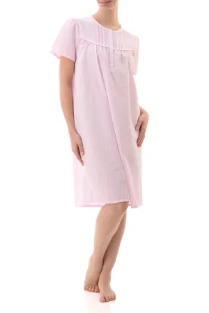 Pink Checks Shortsleeve Poly/Cotton Nightie