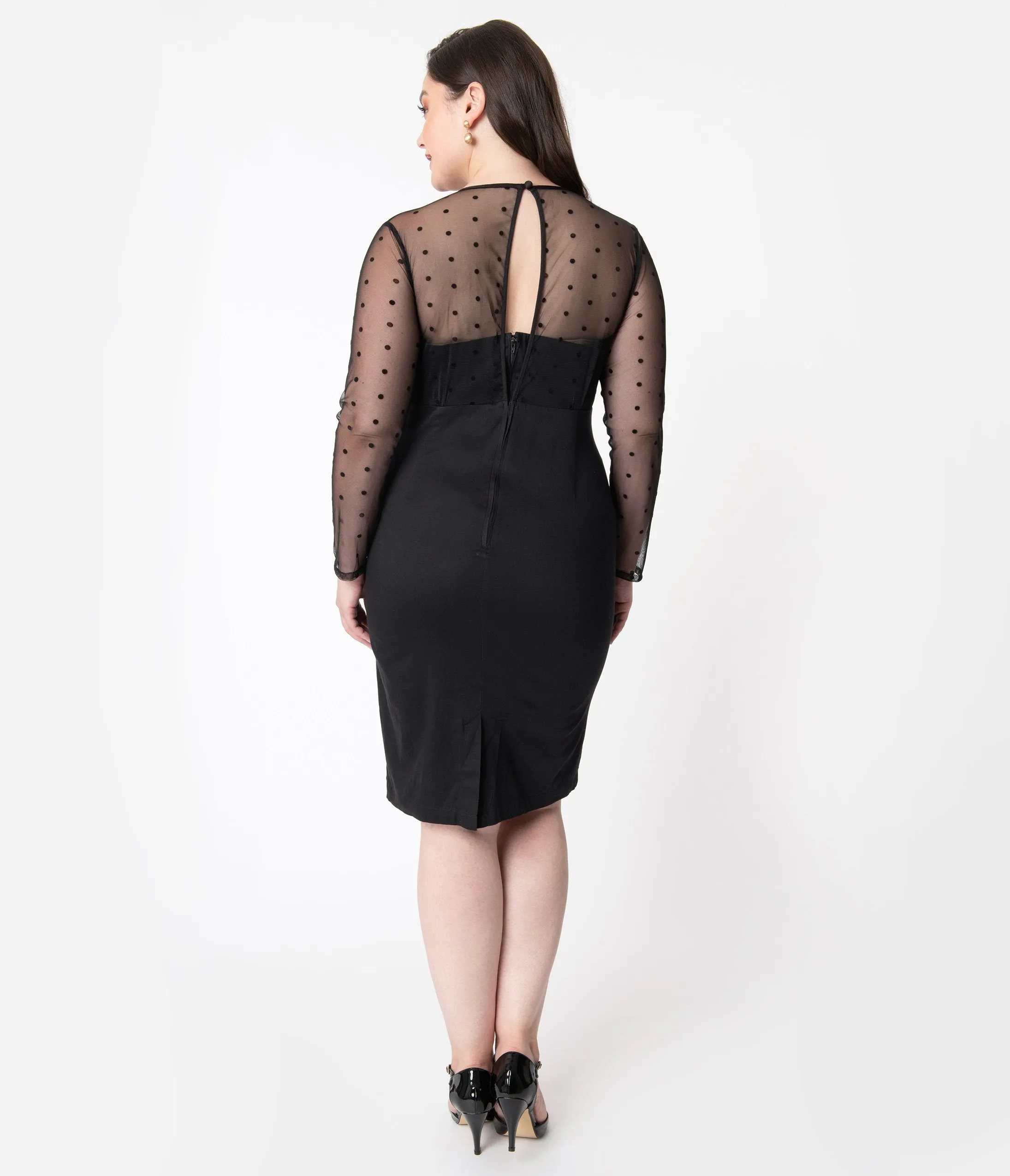 Plus Size Black Keyhole Mesh Detail Katniss Wiggle Dress