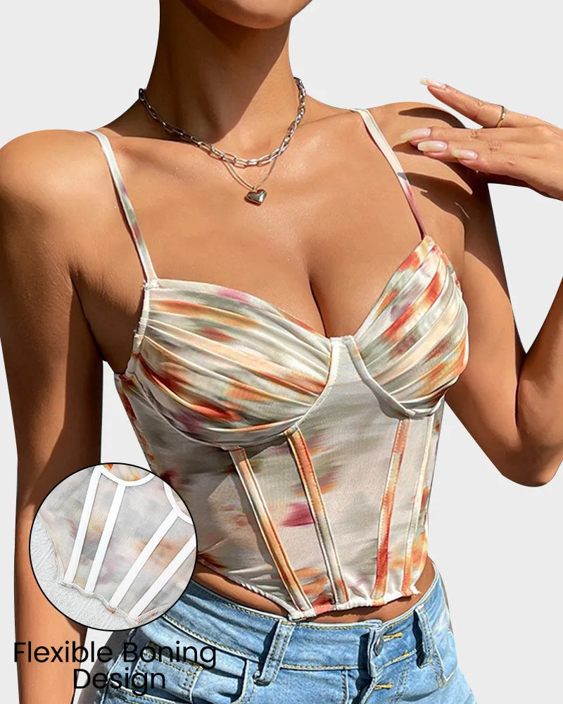 Printed Underwired Corset-Style Snatching Cami Top