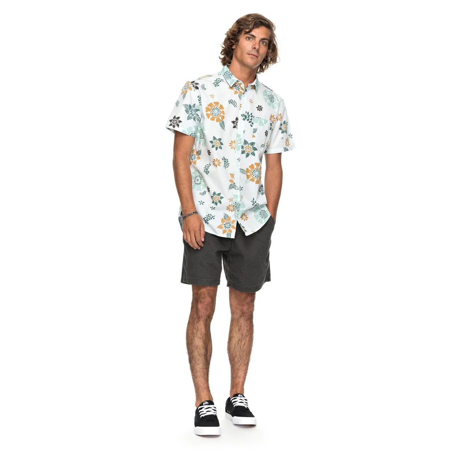 Quiksilver Sunset Floral Short Sleeve Shirt - White