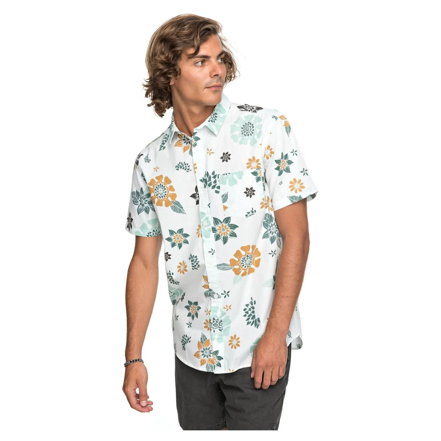 Quiksilver Sunset Floral Short Sleeve Shirt - White