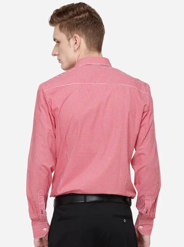 Red & White Checked Regular Fit Casual Shirt | Greenfibre