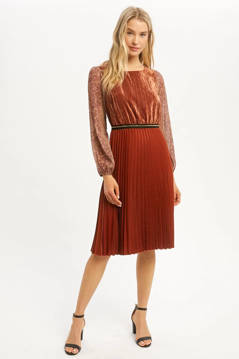 Sleeve Pleated Dress