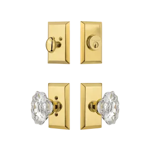 Studio Entry Set with Chateau Crystal Knob in Polished Brass