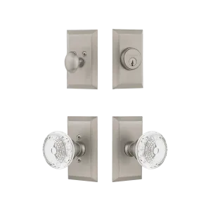 Studio Entry Set with Crystal Meadows Knob in Satin Nickel