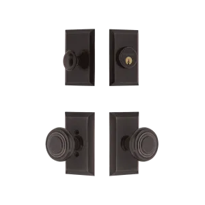 Studio Entry Set with Deco Knob in Timeless Bronze