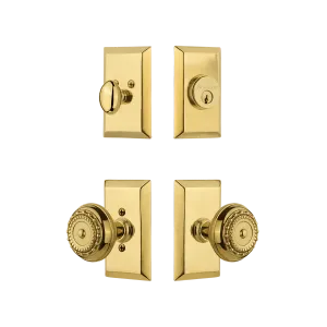 Studio Entry Set with Meadows Knob in Polished Brass