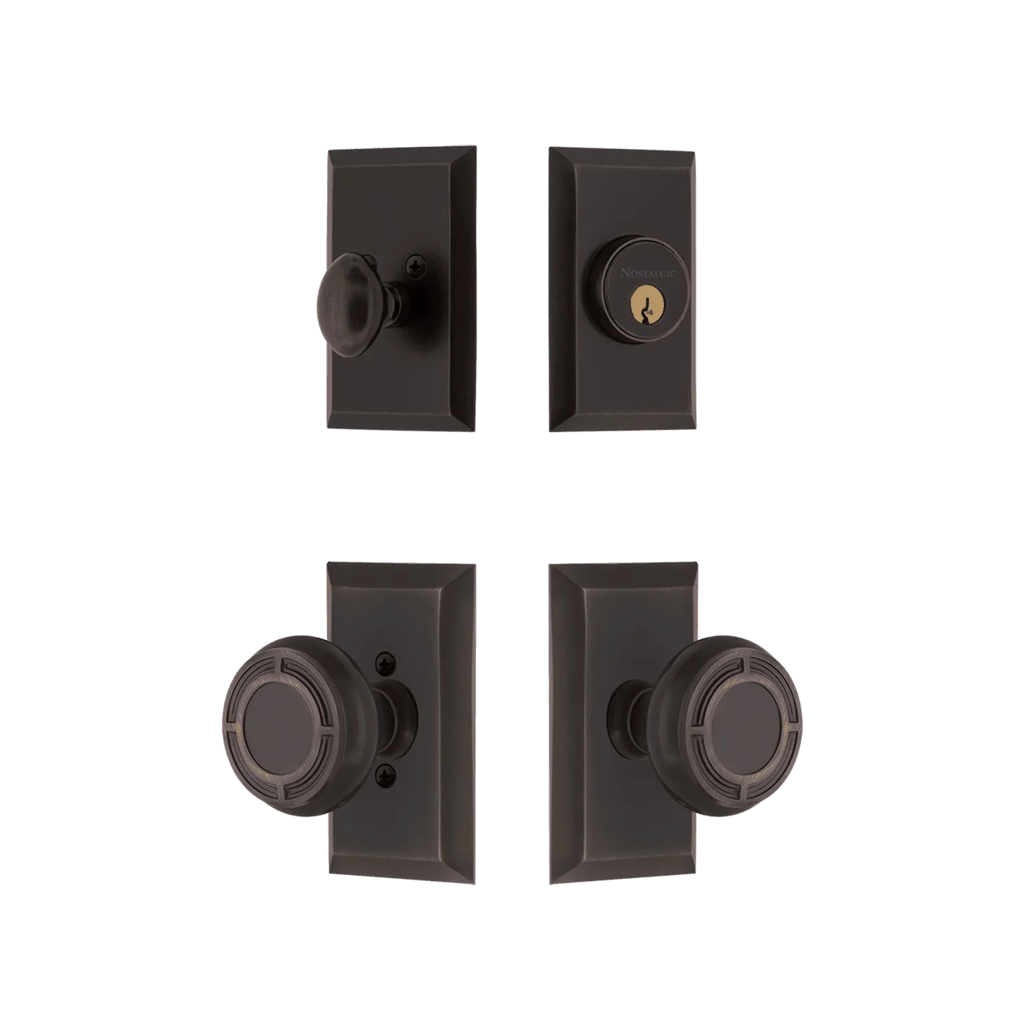 Studio Entry Set with Mission Knob in Timeless Bronze