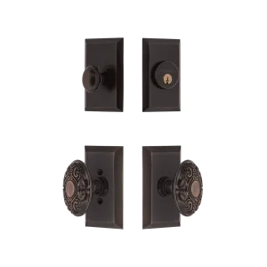 Studio Entry Set with Victorian Knob in Timeless Bronze