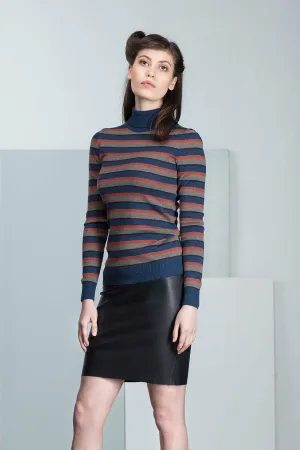 Tamara blue striped turtleneck