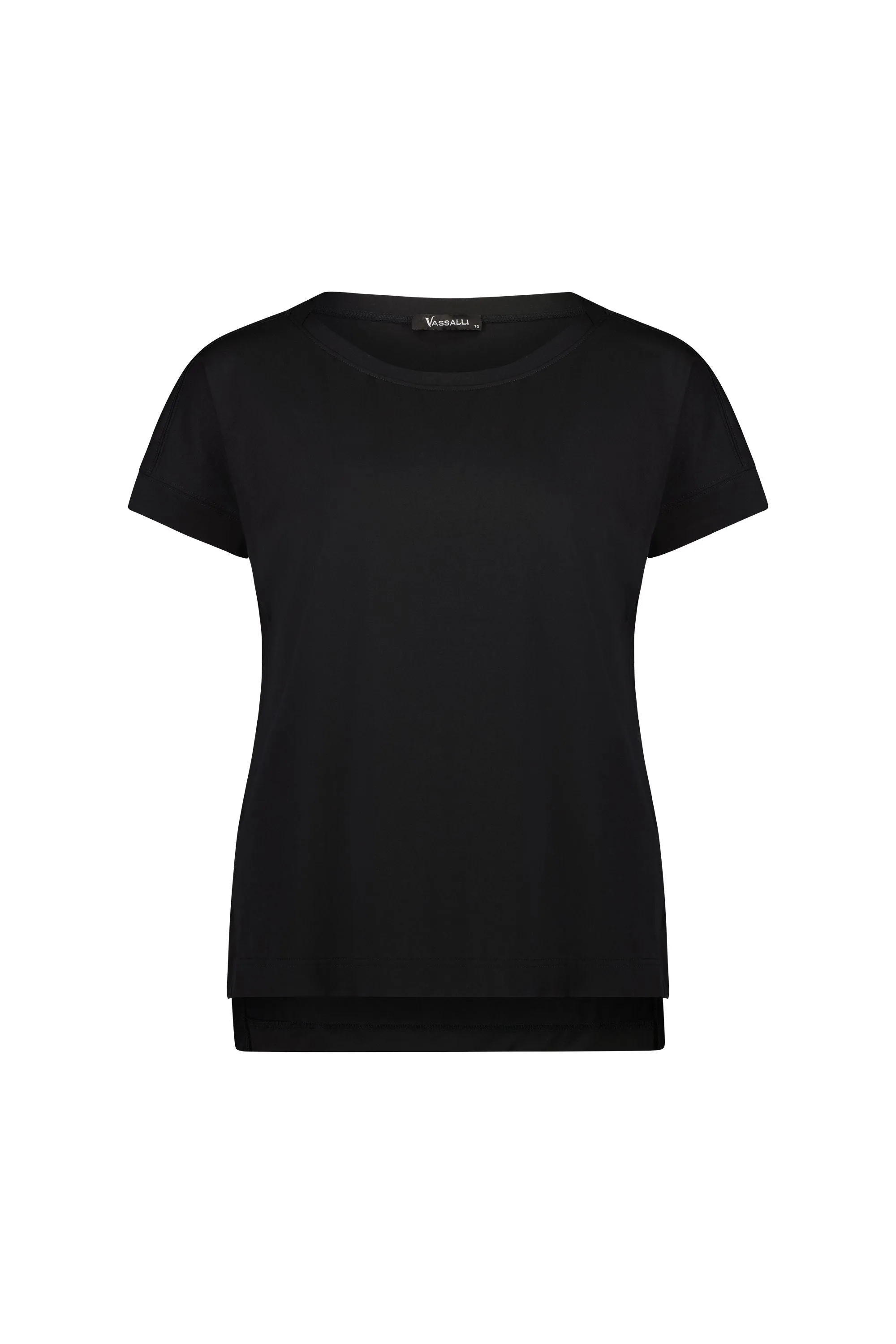 Vassalli - Drop Sleeve Crew Neck Top-Black