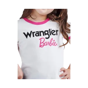 Wrangler Barbie Girl's Logo Ringer Tee Snow White